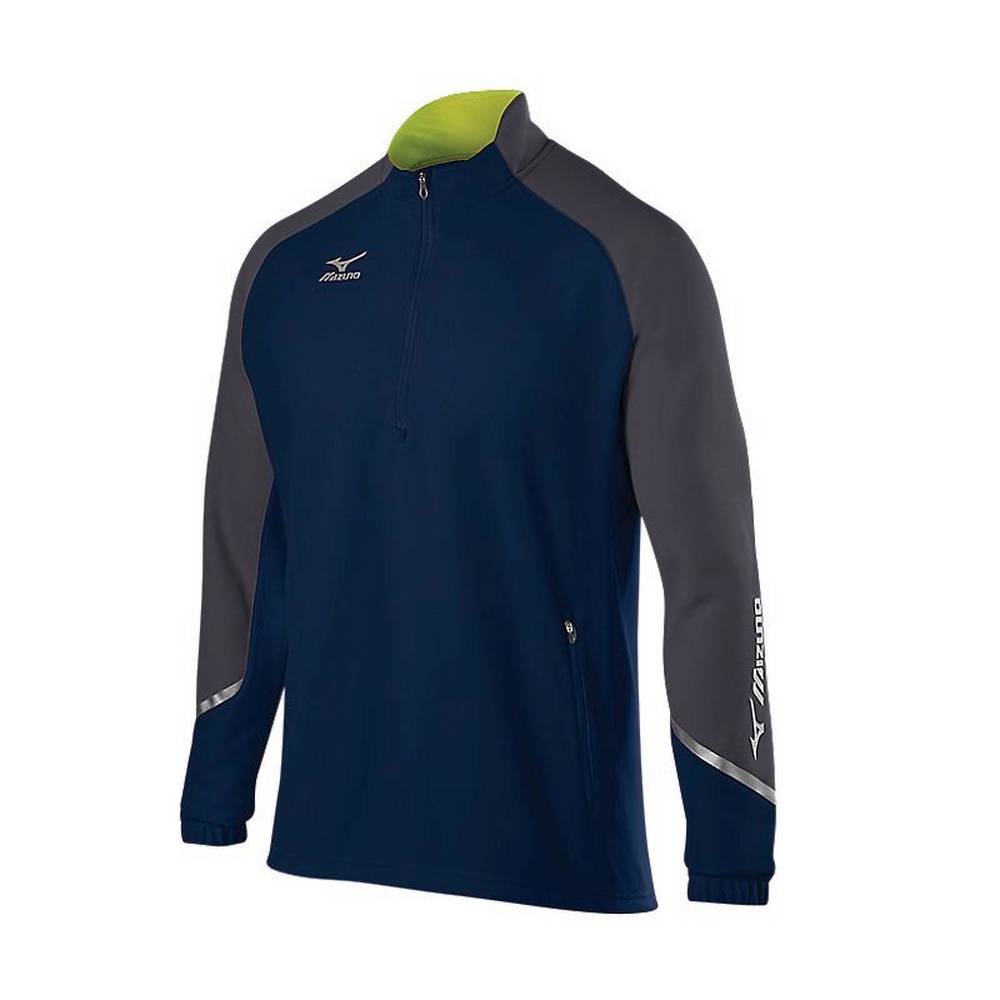 Mens Mizuno Elite 1/2 Zip Pullover Navy/Grey Philippines (AMJRNH841)